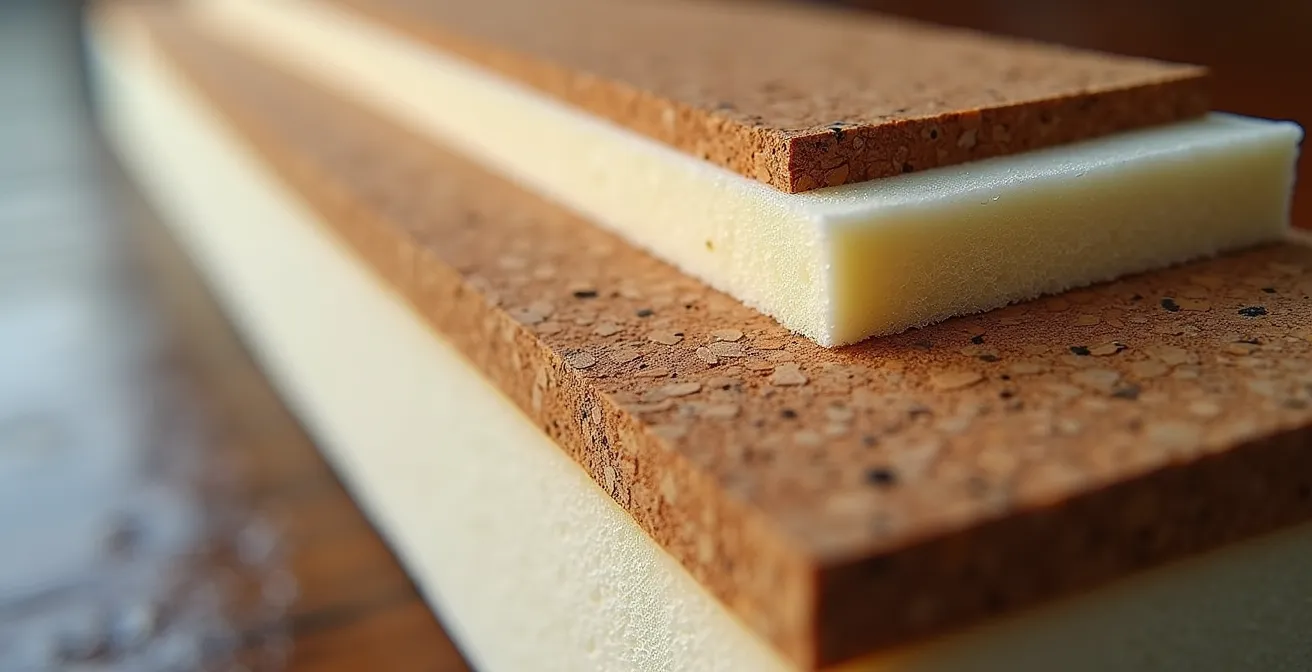 Vue macro détaillée de l'isolation multicouche d'une cloison de bateau