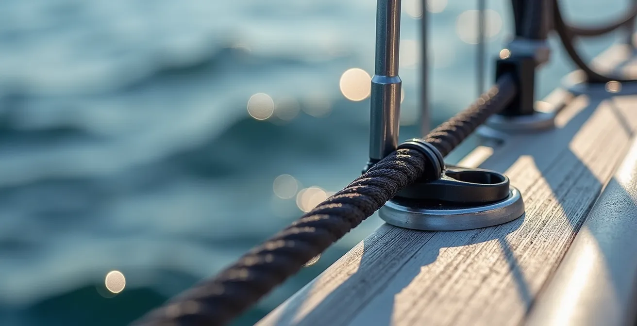 Détail des réglages fins sur un voilier de course moderne