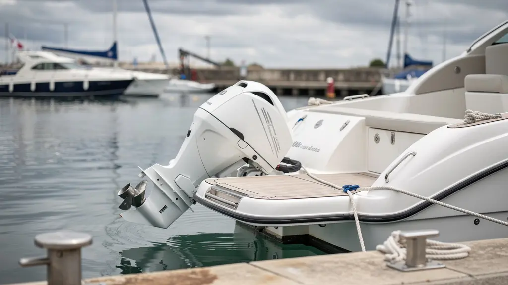 Bateau de plaisance avec motorisation diesel moderne dans port français